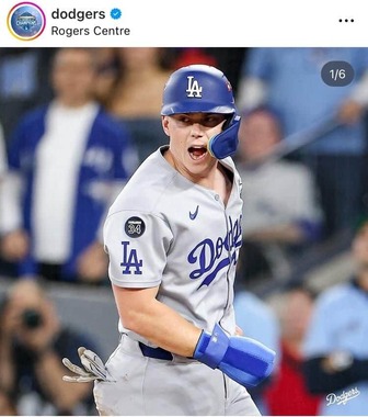 ドジャースの公式のインスタグラム（＠dodgers）より
