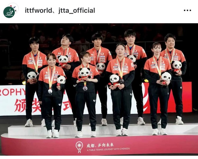 卓球日本代表（ITTFインスタグラムより）