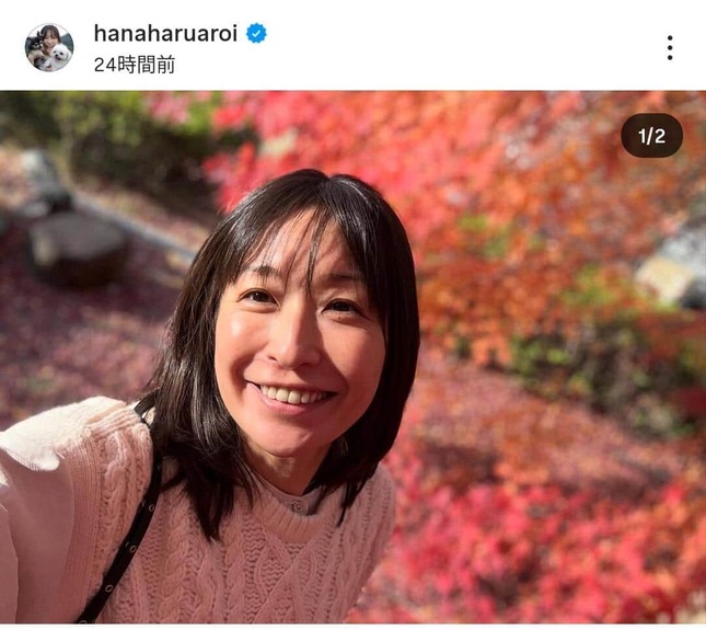 小野真弓さんのインスタグラム（＠hanaharuaroi）より