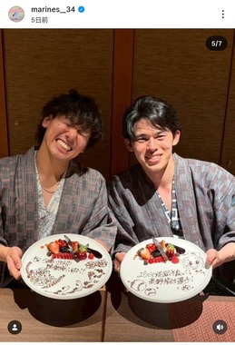 高野脩汰投手のインスタグラム（＠marines__34）より