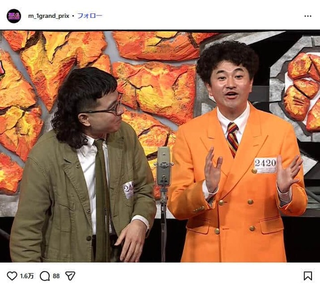 左が「カナメストーン」山口誠さん、右が零士さん。M-1グランプリ公式インスタグラム（＠m_1grand_prix）より