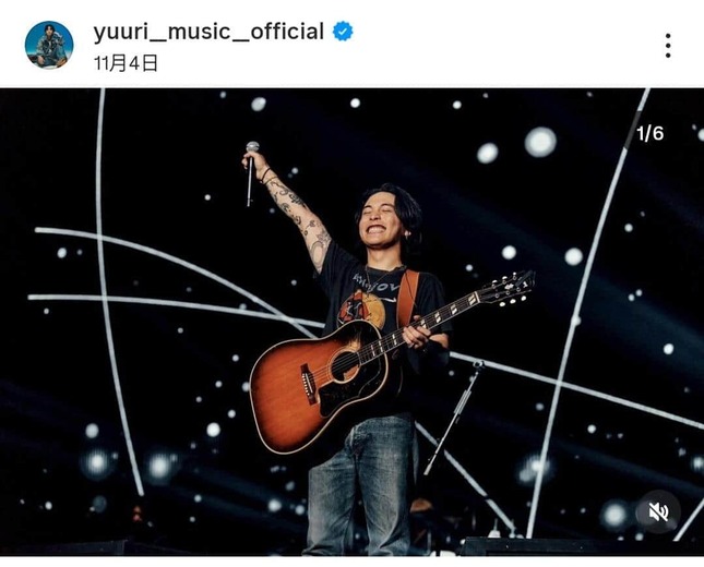 優里さんのインスタグラム（＠yuuri__music__official）より