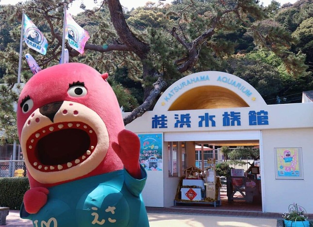 桂浜水族館と公式マスコットキャラクター「おとどちゃん」（同館提供）