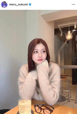 生見愛瑠さんのインスタグラム（＠meru_nukumi）より