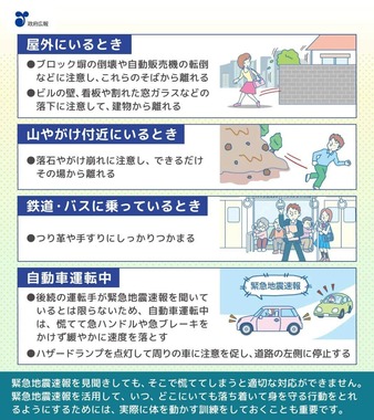 屋外ではブロック塀から離れることが大事だ（政府広報のXから）