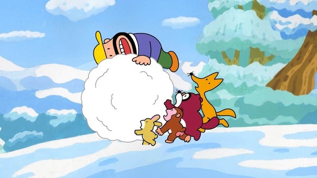CMではカールおじさんが雪玉に巻き込まれ…（プレスリリースより）