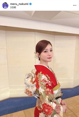 生見愛瑠さんのインスタグラム（＠meru_nukumi）より