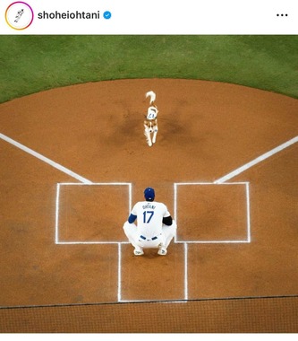 始球式に登場したデコピン（大谷のインスタグラムより）