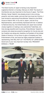 トランプ大統領の「トゥルース・ソーシャル」のページより