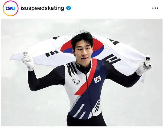 ショートトラック銀メダリスト黄選手（ISUインスタグラムより）