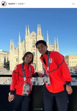三浦璃来選手と木原龍一選手。三浦選手のインスタグラム（＠riku9111）より