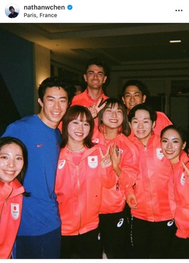 日本代表チームと記念撮影（チェンさんのインスタグラムより）