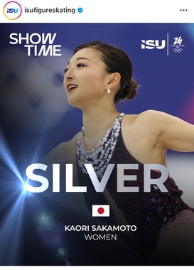 銀メダルの坂本選手（ISUインスタグラムより）