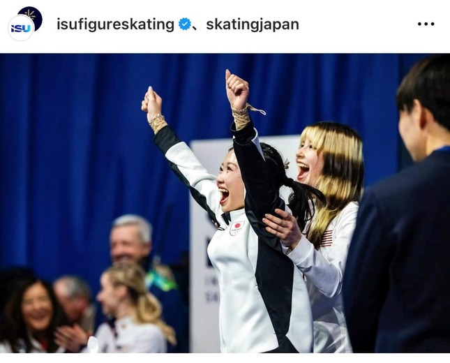 歓喜爆発の中井選手（ISUインスタグラムより）