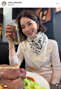 秋元玲奈アナのインスタグラム（＠rena_akimoto）より