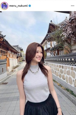 生見愛瑠さんのインスタグラム（＠meru_nukumi）より