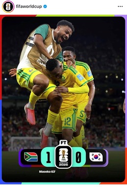 韓国に勝利した南アフリカ（FIFAインスタグラムより）