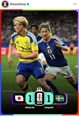 スウェーデンと引き分けた日本（FIFAインスタグラムより）