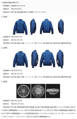 空調服（東京都板橋区）の公式サイトより（一部抜粋）