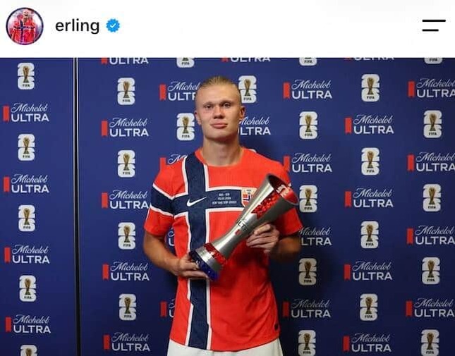 アーリング・ハーランド選手のインスタグラム（＠erling）より