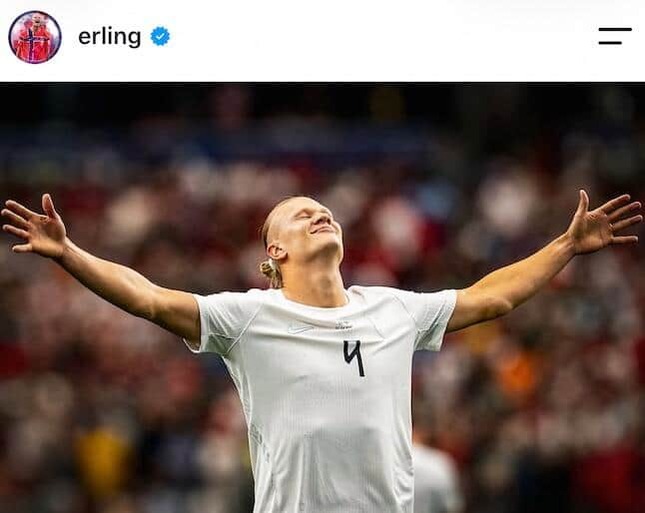アーリング・ハーランド選手のインスタグラム（＠erling）より