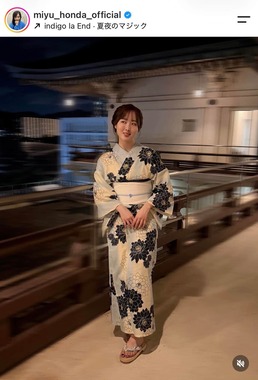本田望結さんのインスタグラム（＠miyu_honda_official）より
