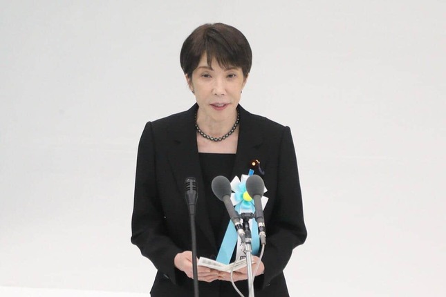全国戦没者追悼式で式辞を述べる高市早苗首相（2026年8月15日撮影）