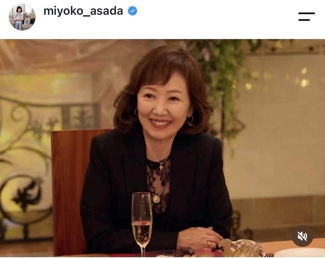 浅田美代子さんのインスタグラム（＠miyoko_asada）より
