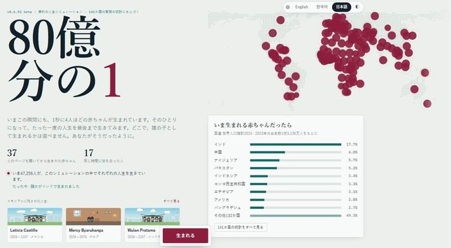 話題のウェブサイト「80億分の1」
