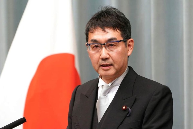 第４次安倍第２次改造内閣で法相を務めた河井克行氏（写真：AP/アフロ）
