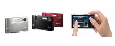 ソニーが発売する「サイバーショット DSC-T50」。（左から）シルバー、ブラック、レッド