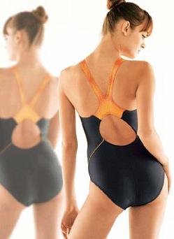 デサントが発売するフィットネス用水着「コンフィールカット」