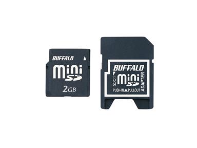 バッファローが発売するminiSDカードの2GBモデル「RSDM-2G」。写真・着メロを大量に保存できる