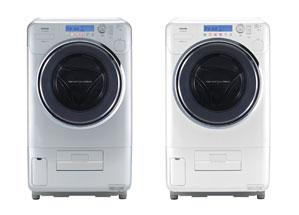東芝コンシューママーケティングが発売するドラム式洗濯乾燥機「TW-2500VC」シルバー（左）パールホワイト（右）
