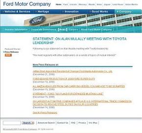 フォード側が会談について発表したプレスリリースはわずか2行
