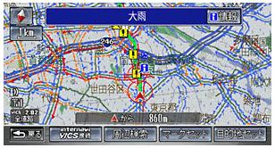 数分後の豪雨情報も知らせるカーナビ