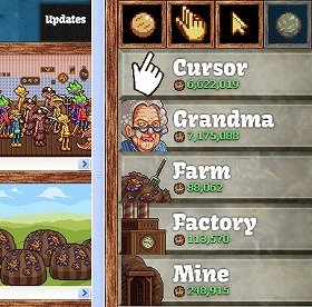 「Cookie Clicker(クッキークリッカー)」画面