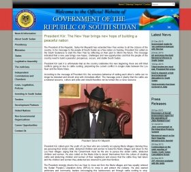 混乱が続く南スーダン。画像は同国政府の公式ウェブサイト、帽子をかぶっているのがキール大統領