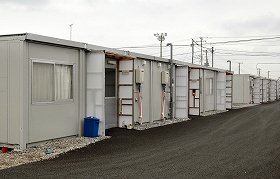 東日本大震災で津波被害を受けた千葉県旭市の仮設住宅（2012年3月撮影）