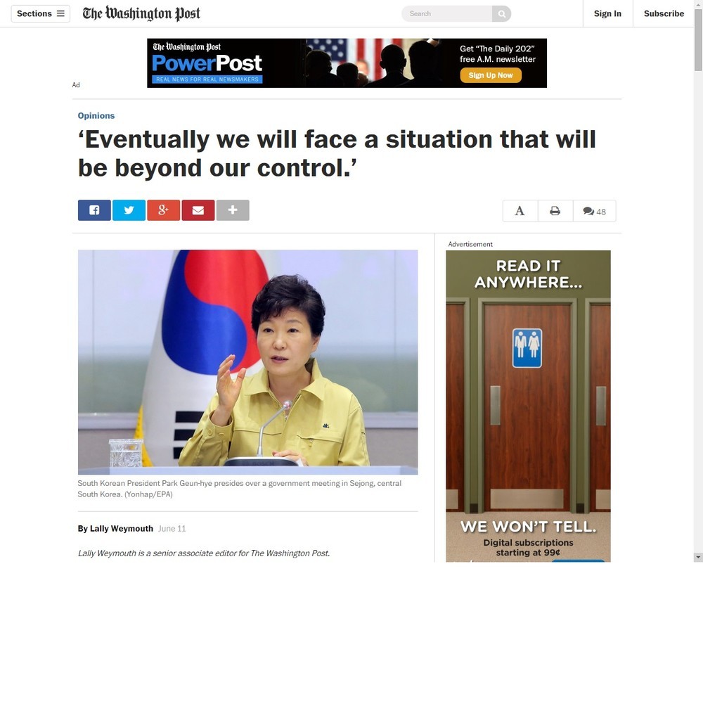 MERSで追いつめられた朴槿恵大統領　慰安婦「交渉最終段階」発言は目くらまし