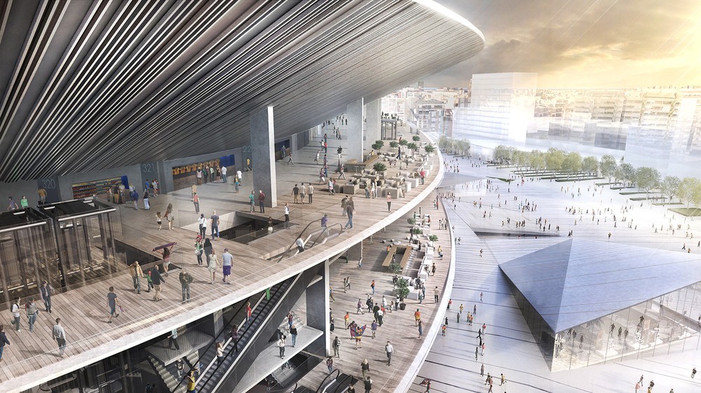 外周コンコースのイメージ。壁で覆わず、自由に往来できる（提供：日建設計）