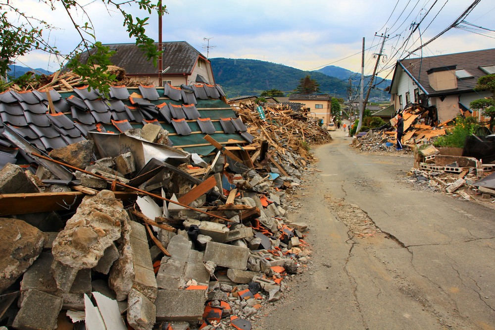 熊本市に隣接する益城町では、地震で多くの家屋が損壊した