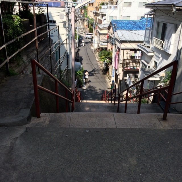 「君の名は。」のキービジュアル「須賀神社」の階段。