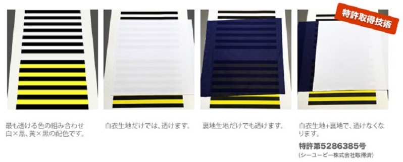 透けない技術は特許取得済み（提供：大真）