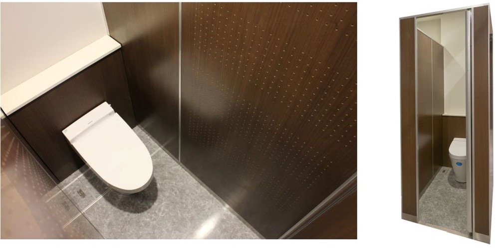 ニオイを間仕切りパネルが吸着・分解　消臭仕様のトイレブース