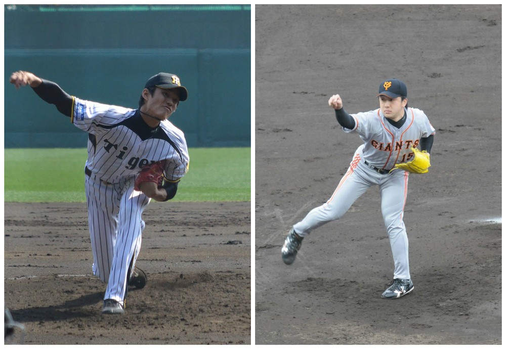 （左）藤浪投手（Cake6さん撮影）/澤村投手（STB-1さん撮影）/ともにWikimediaCommonsより
