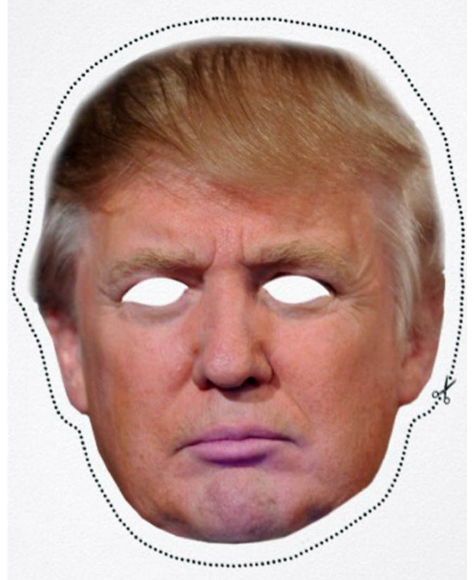 パレード参加を呼び掛けるリリースからダウンロードしたトランプ大統領のお面