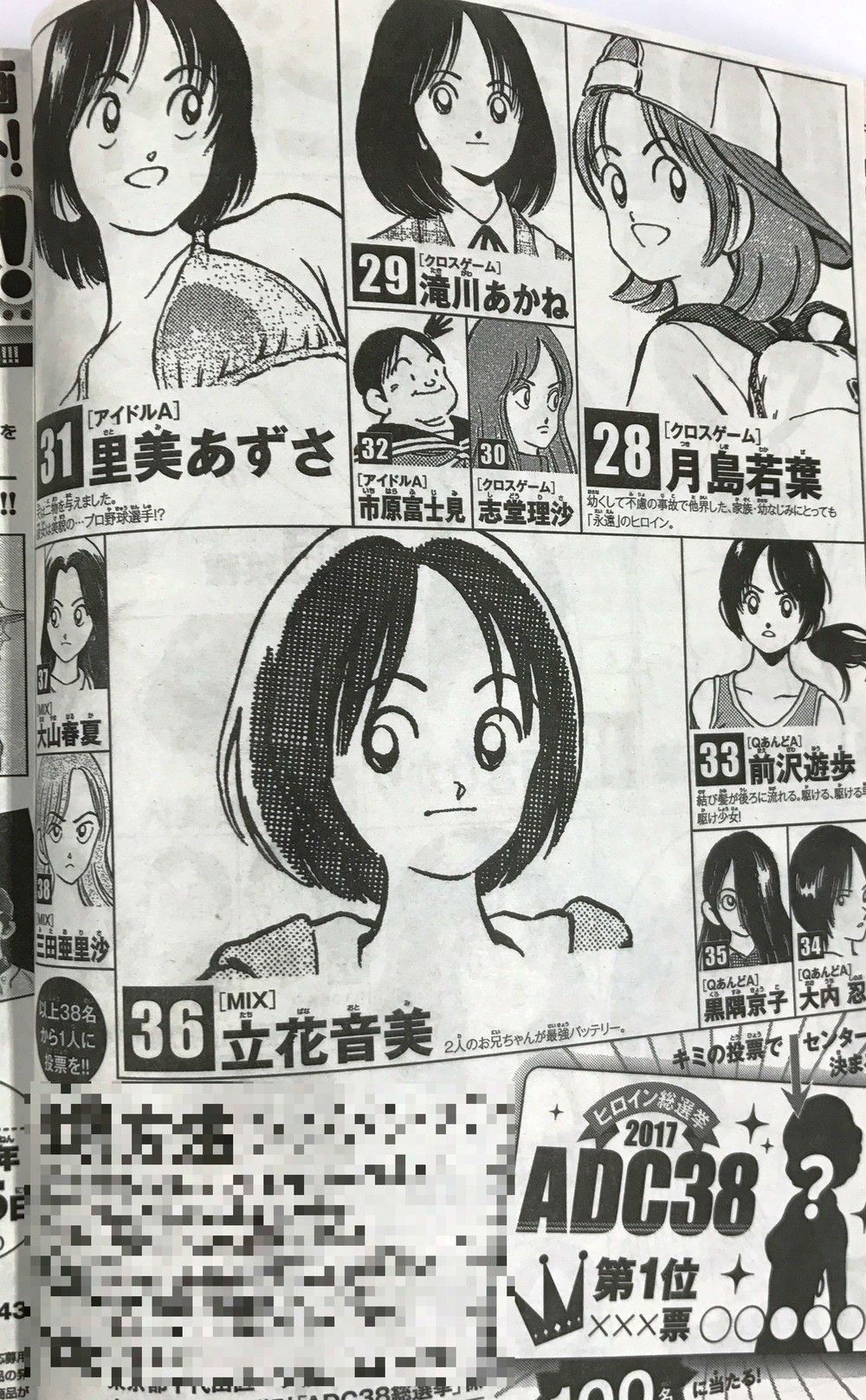 連載中の「MIX」からは3キャラがエントリー