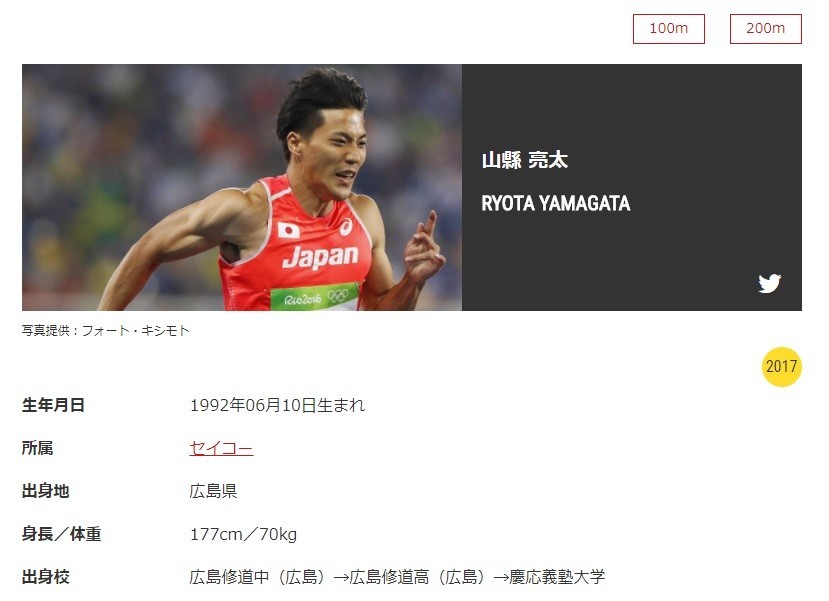 山県亮太が復活「10秒00」　為末大「9