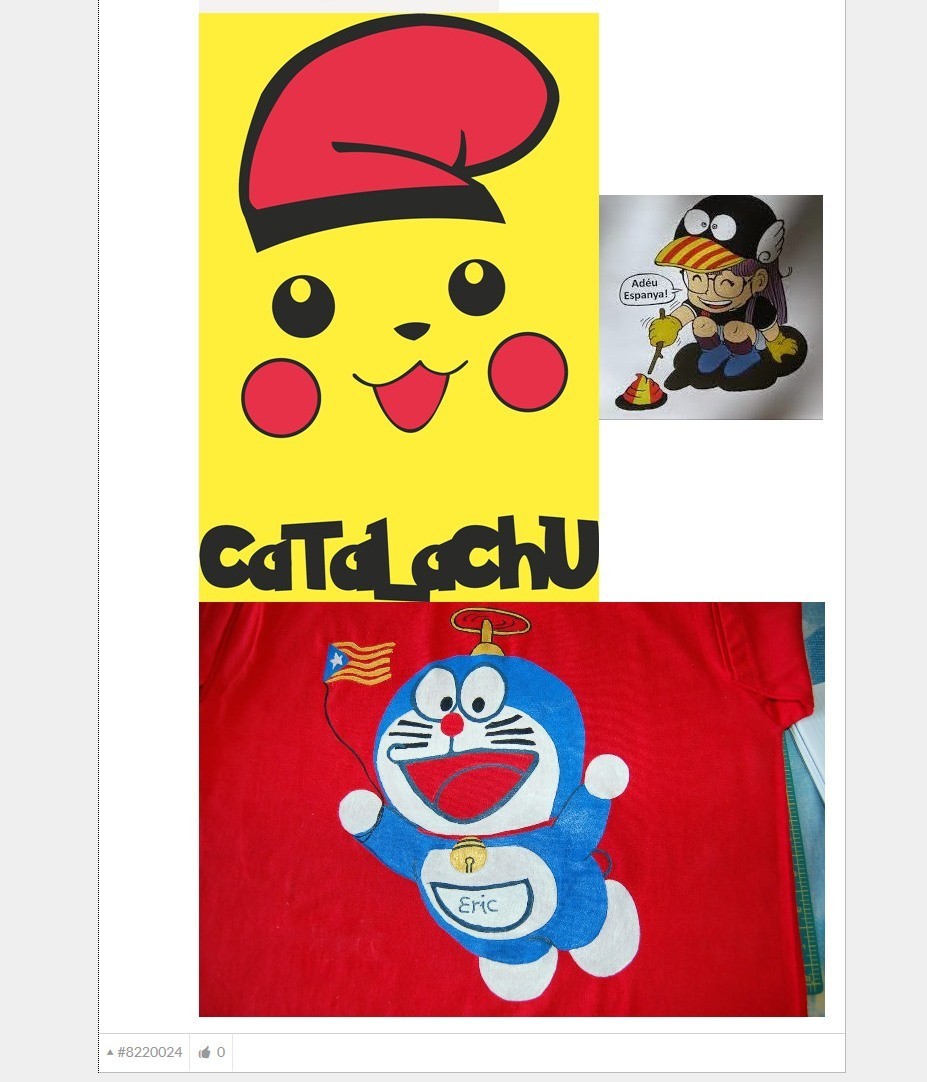 カタルーニャのカラーに染められた漫画キャラたち
